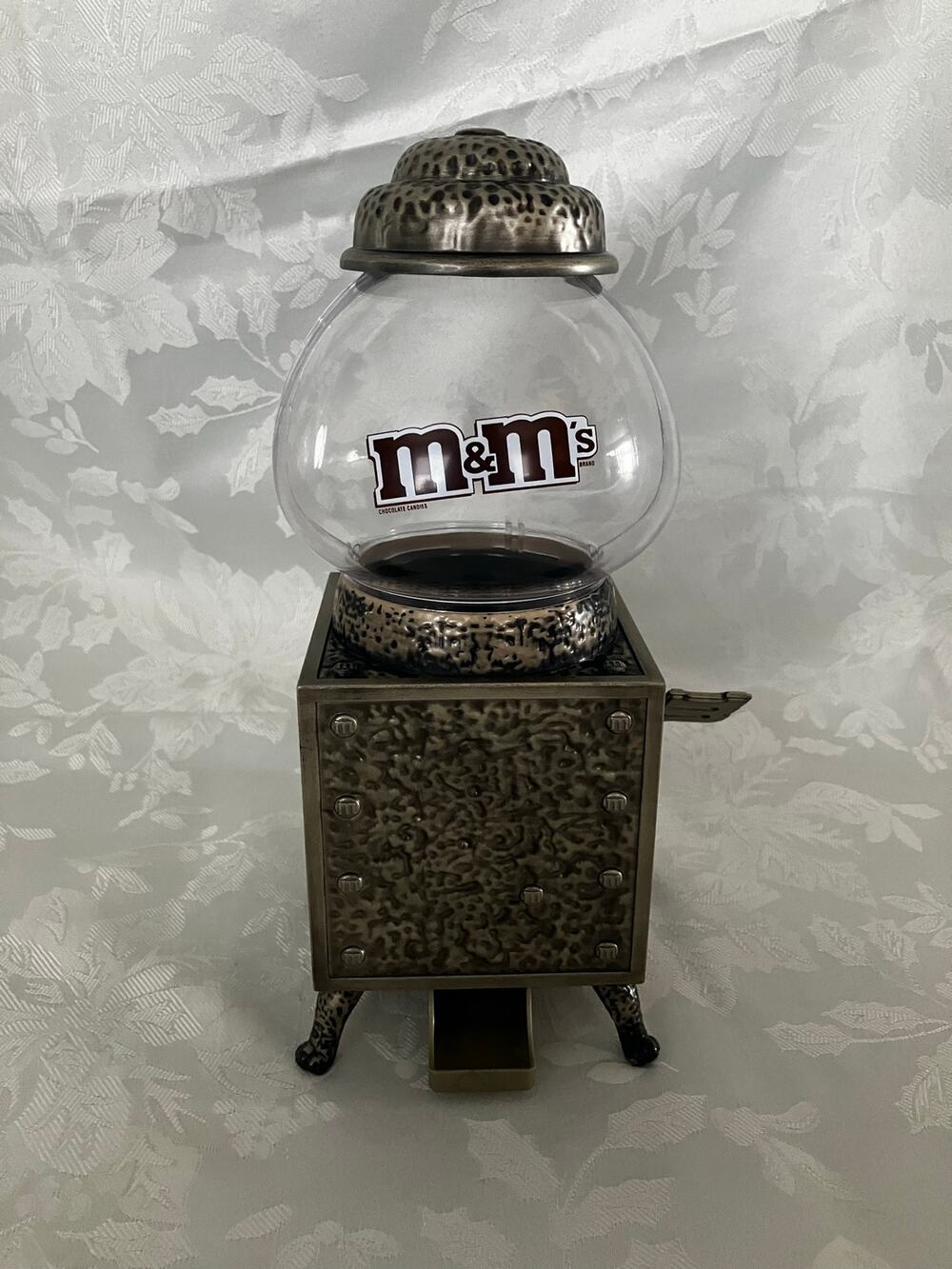 M&M's Silver Candy Dispenser NA11616 Vintage Style Candy Machine Collectible